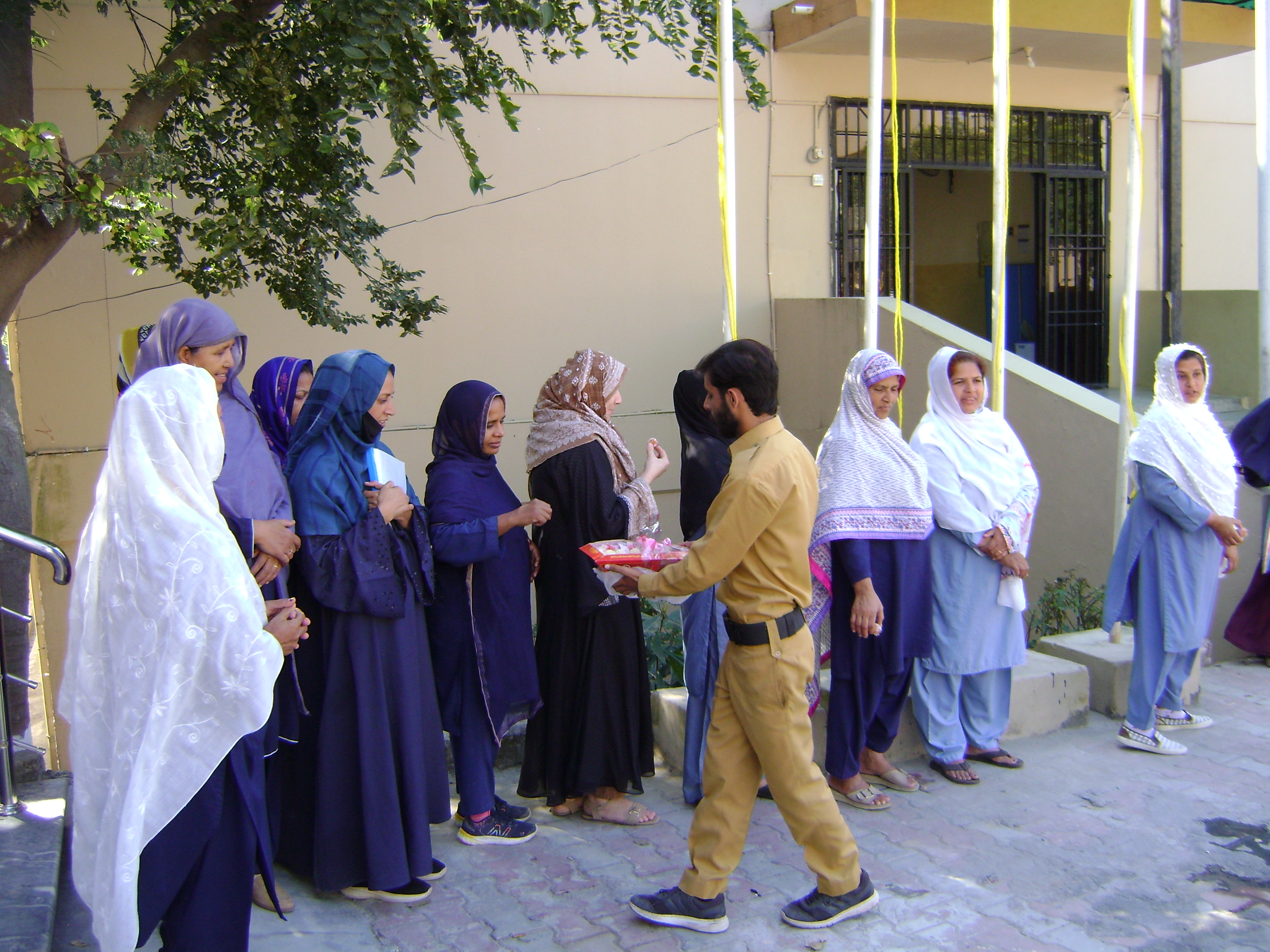 Students and staff at the canteen opening ceremony